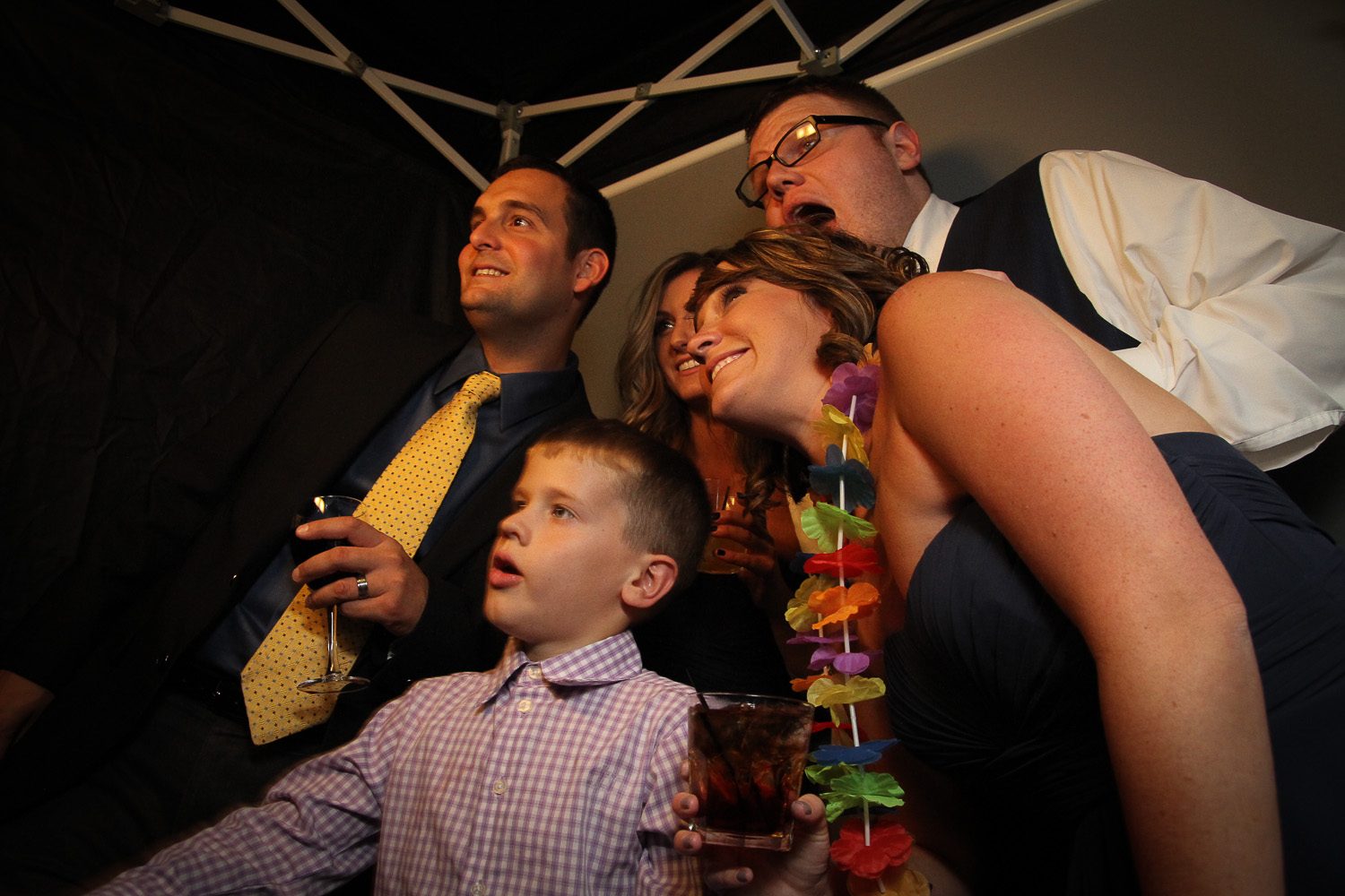 Guests crowding into the booth