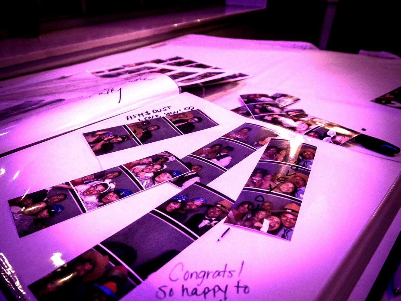 Photo strips in a guest book