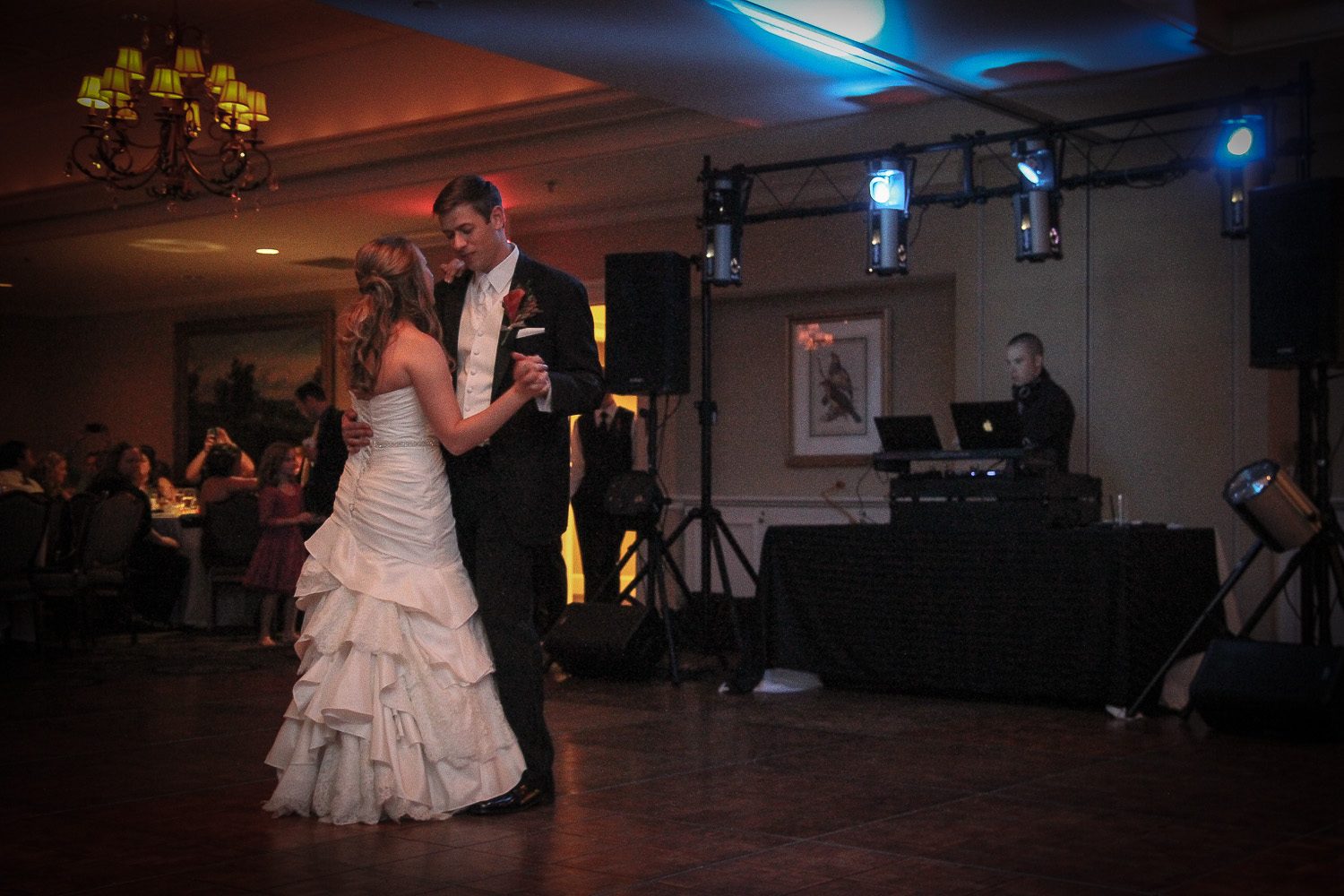 First dance under blue lighting