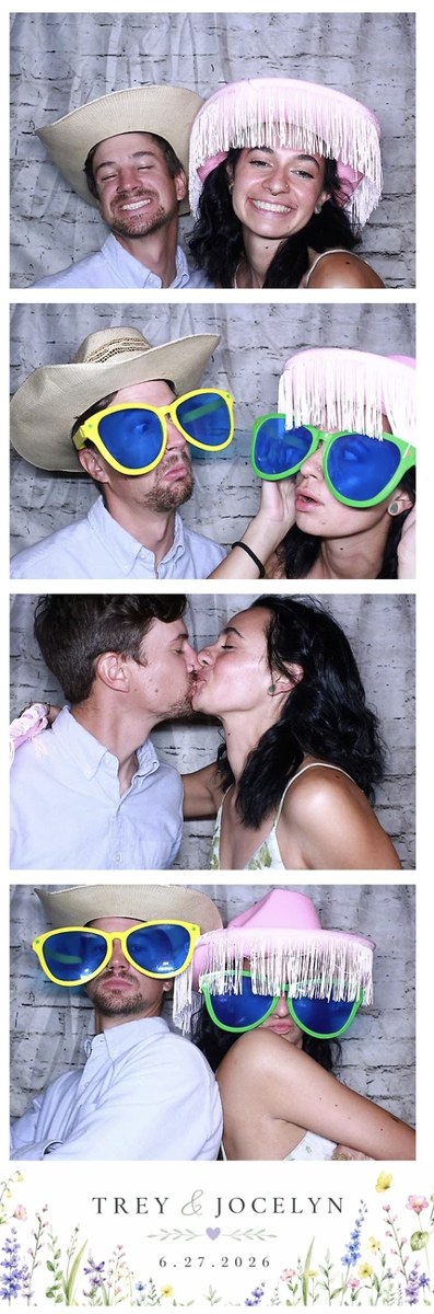 Wedding photo strip with the couple's names